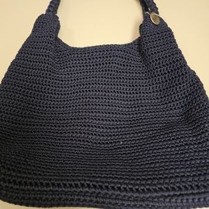 The Sak Navy Crochet Knit Shoulder Bag Purse